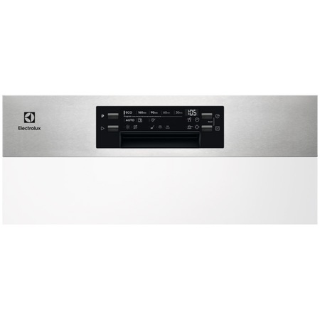 Masina de spalat vase semi-incorporabila Electrolux EEM69300IX, 15 seturi, 8 programe, Clasa D, AirDry, MaxiFlex, Afisaj digital, Motor Inverter, Brat SatelliteClean, Start intarziat, 60 cm