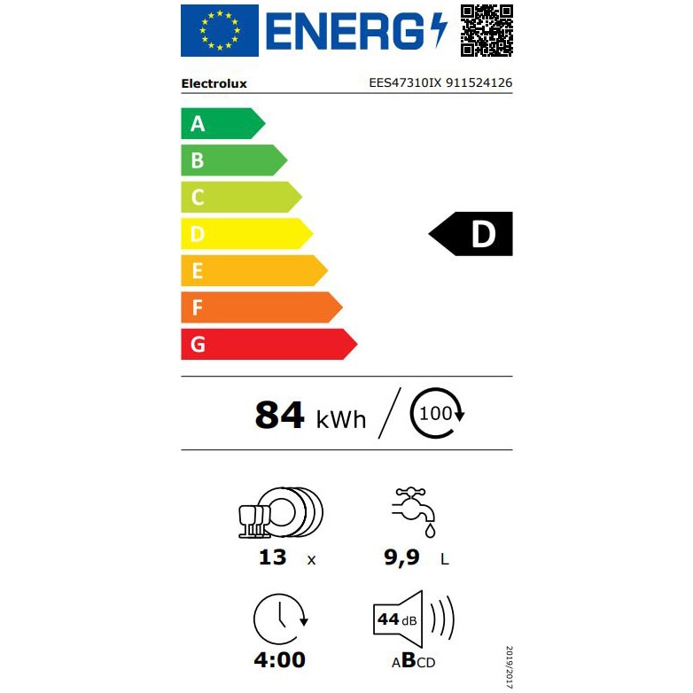 Masina de spalat vase semi-incorporabila Electrolux EES47310IX, 13 seturi, 8 programe, Clasa D, Motor inverter, Start intarziat, 60 cm