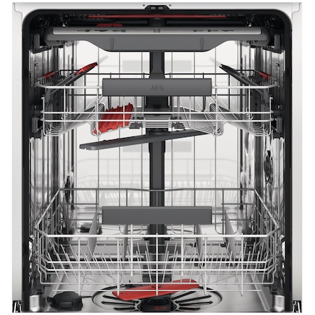 Masina de spalat vase incorporabila AEG FSE73727P, 15 seturi, 7 programe, Clasa D, ProClean, AirDry, QuickSelect, Usa slide, Motor inverter, Brat SatelliteClean, Indicator luminos pe podea, Start intarziat, 60 cm