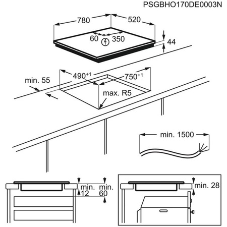 Plita incorporabila Electrolux EIV87675, Inductie, Total Flex, Hob2Hood, Control touch, PowerBoost, Functie Bridge, Timer electronic, Oprire automata, Detectarea vaselor, 78 cm, Negru