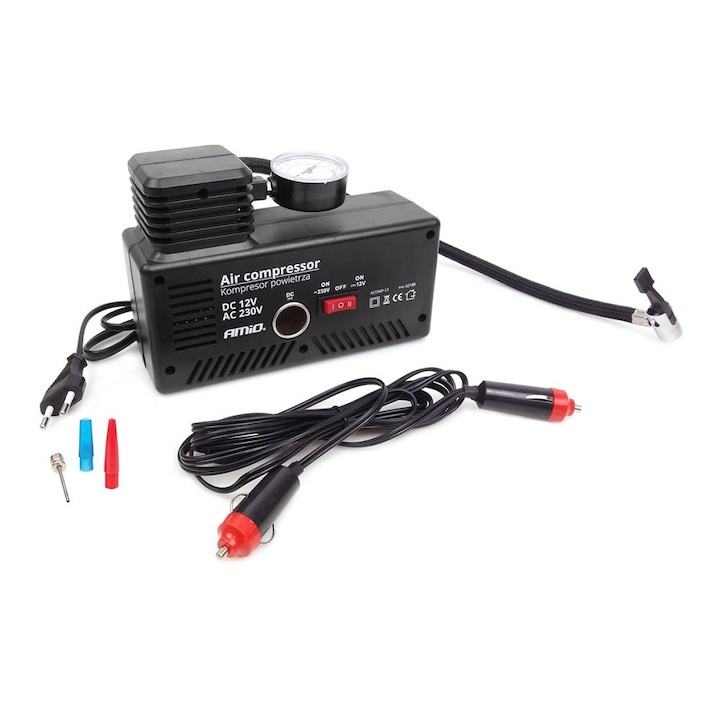 Compresor electric auto, AMIO, portabil, cu alimentare 12V / 230V, model 2