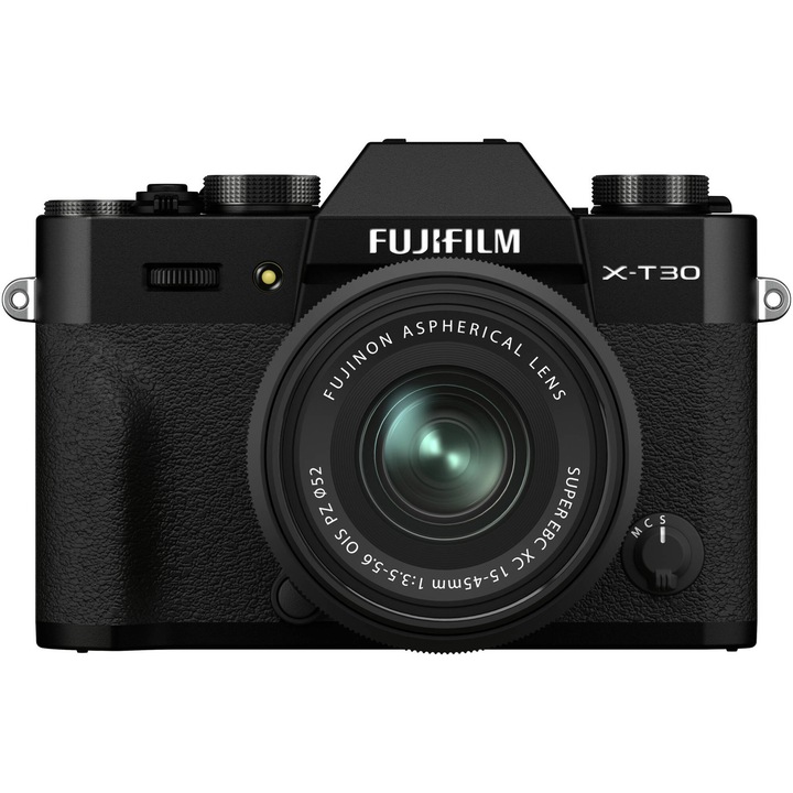 Aparat foto Mirroless Fujifilm X-T30 II, 26 MP, 4K, Negru + Obiectiv XF 15-45mm