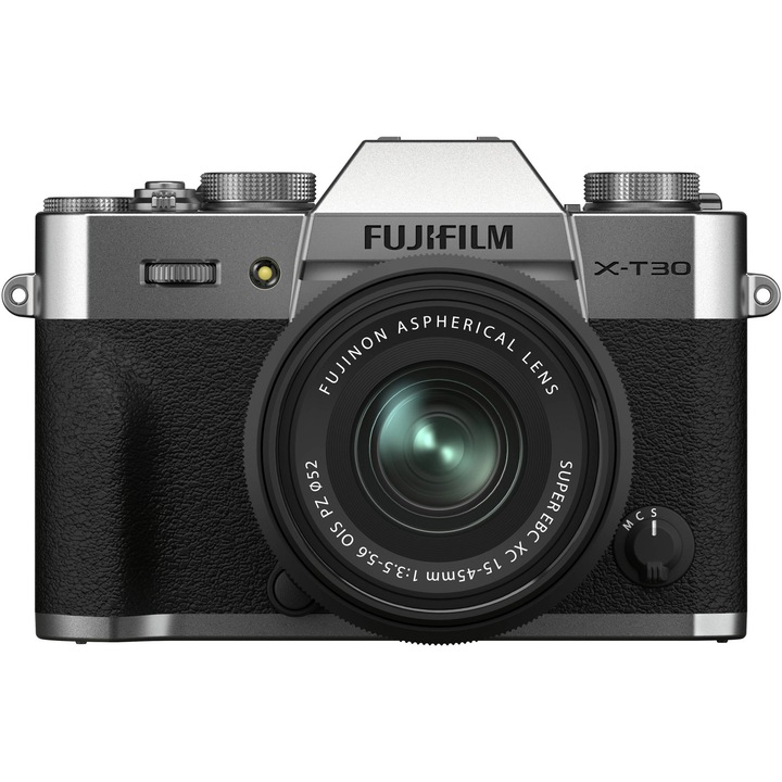 Aparat foto Mirroless Fujifilm X-T30 II, 26 MP, 4K, Argintiu + Obiectiv XC 15-45mm
