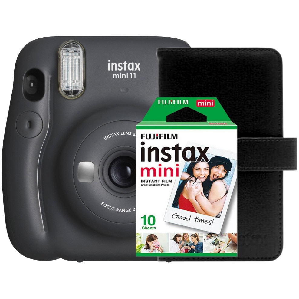 embrace Optimal Whirlpool Set Camera foto instant Fujifilm Instax Mini 11 Grey + Film 1x10 + Album  foto - eMAG.ro