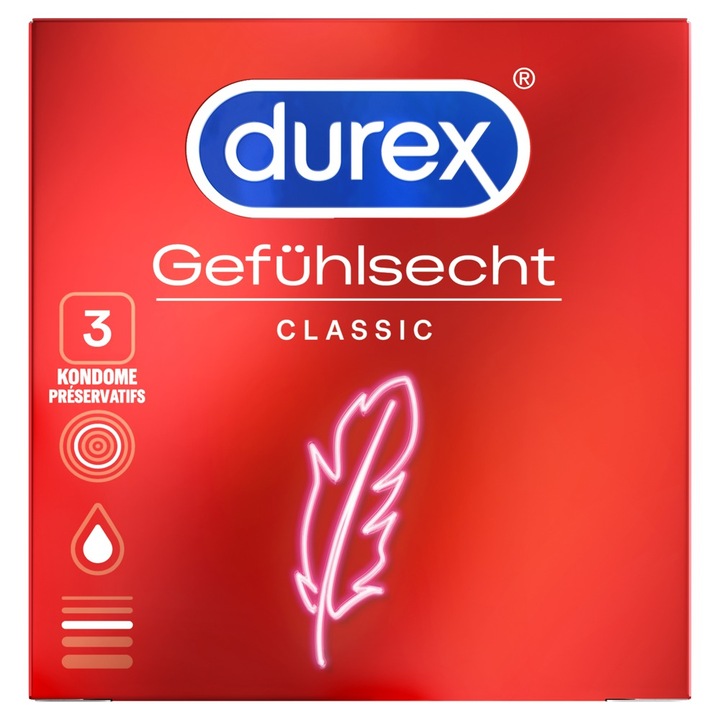 Prezervative Durex Real Feel extra subtiri, 3 buc