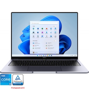 Laptop Huawei MateBook 14, Intel® Core™ i5-1135G7 pana la 4.20 GHz pana la 4.8GHz, 14" 2K, 16GB, SSD 512GB, Intel Iris Xe, Windows 11 Home, Gray