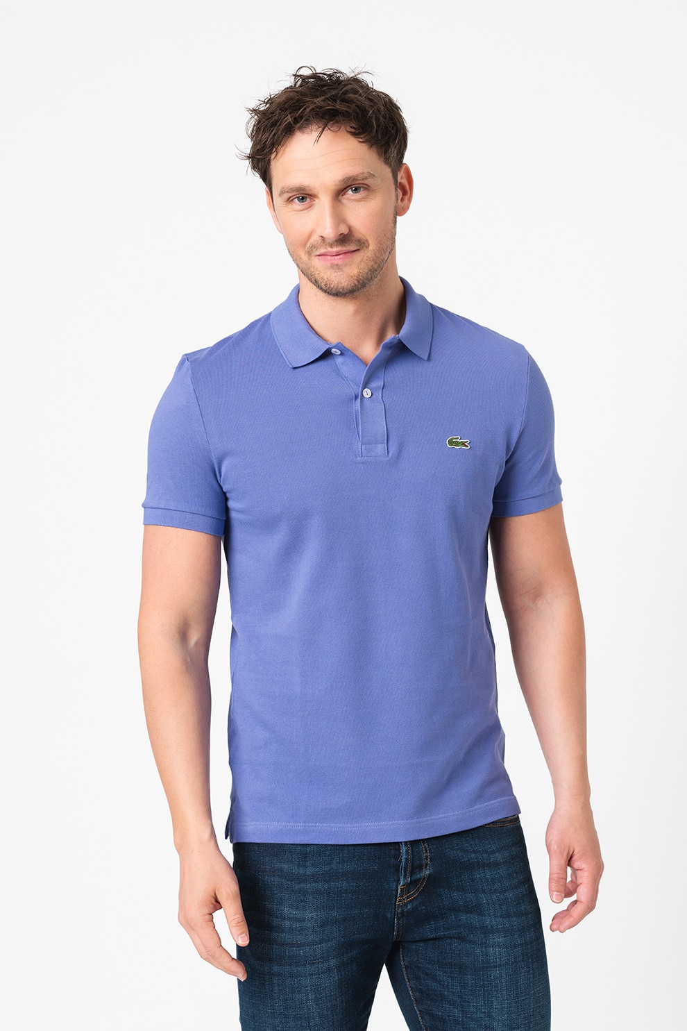 Lacoste Tricou Polo Slim Fit Din Pique Cu Logo Brodat Ametist 5