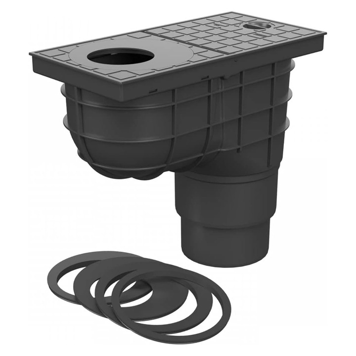 Kit camin pluvial 325 C, Chudej GmbH, Polipropilena, Diametru burlan 75/80/100/110/125 mm, DN 110-125, Negru