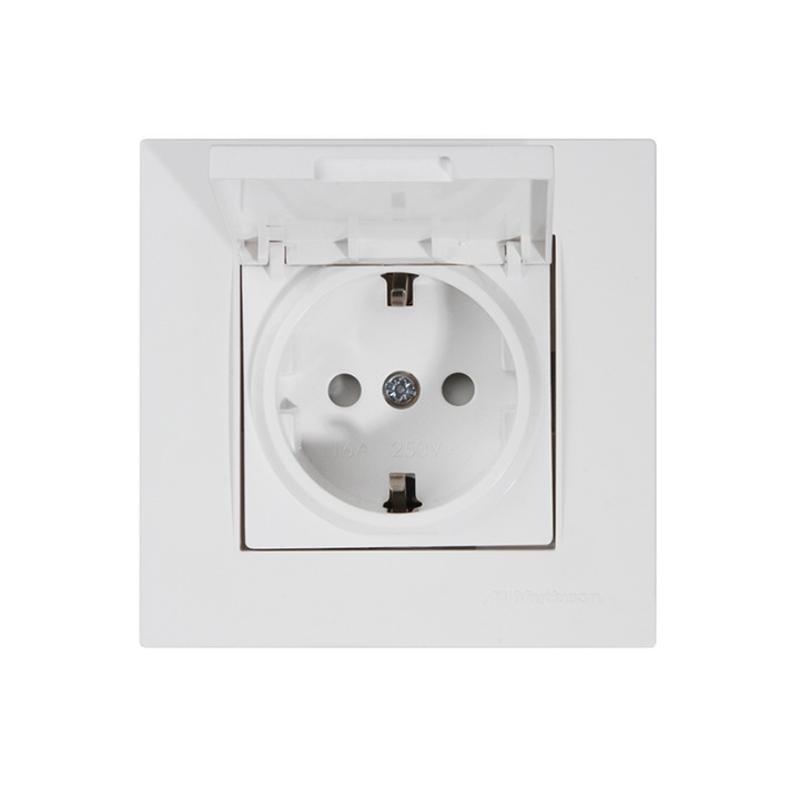 Priza, Mutlusan, Rita, single cu capac, 16A, Alb