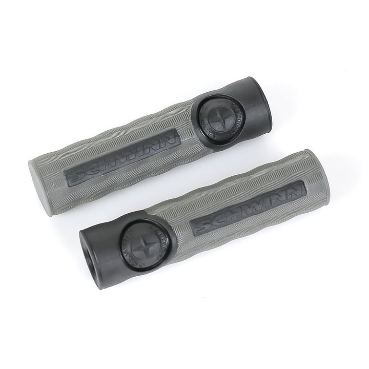 Set 2 mansoane bicicleta, MTB/Trekking, Cauciuc, 12.5 cm, Gri/Negru