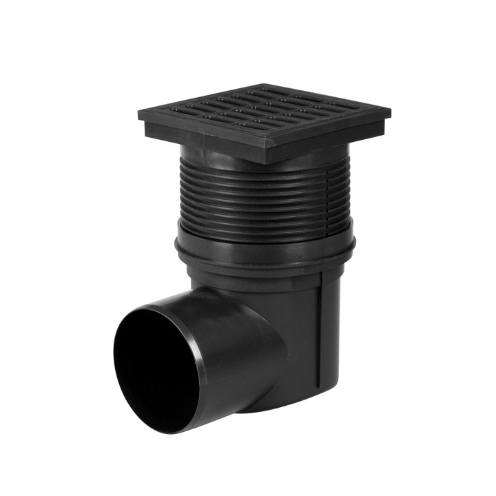 Sifon pardoseala 324-S, Chudej GmbH, Polipropilena/Plastic, 150x150 mm, Inaltime 180/255 mm, Negru