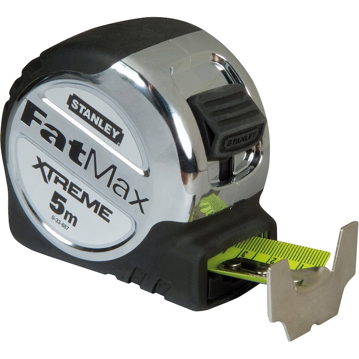 Ролетка Stanley FatMax Xtreme 0-33-887, Метална, 5 м, 32 мм честотна лента, Клас на точност II, Заключваща система