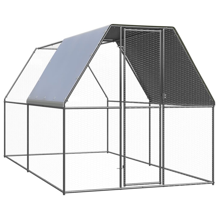 Cotet de exterior pentru pasari vidaXL, 2x4x2 m, otel zincat, 30.5 kg