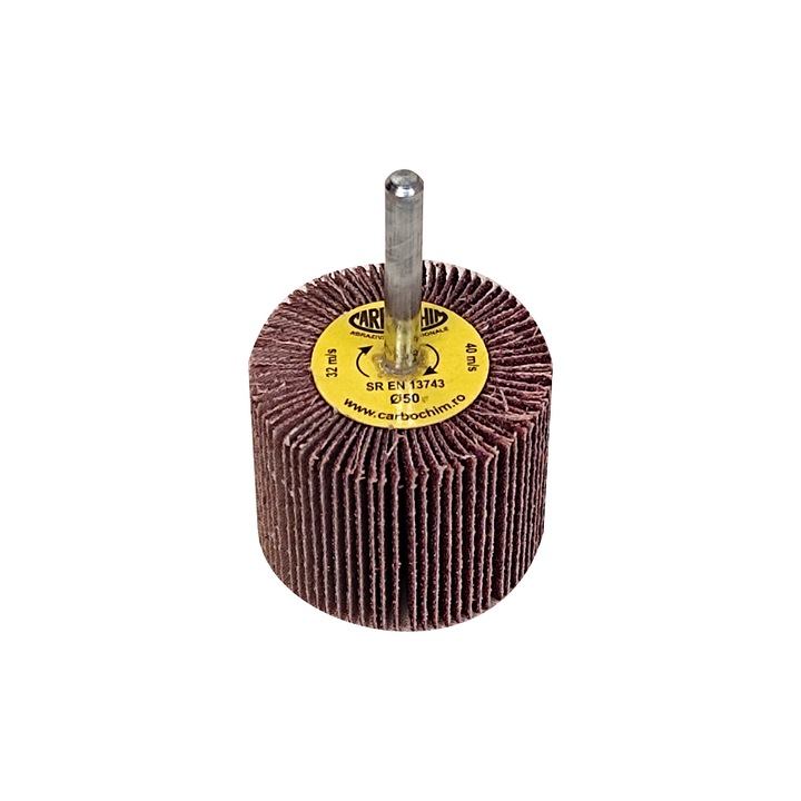 Disc lamelar cu tija, Carbochim, 50x40x6 PEX granulatie 120 suport panza pentru polizare, slefuire, finisare metale in mediu uscat