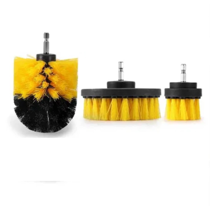 Set 3xPerii de curatare/Adaptor, Universal, Galben/Negru