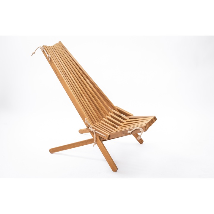 Scaun Lounge Sakart - Pin Bio, 100x50x80 cm, Manual, Fara Metal, Include Perna, Mustar