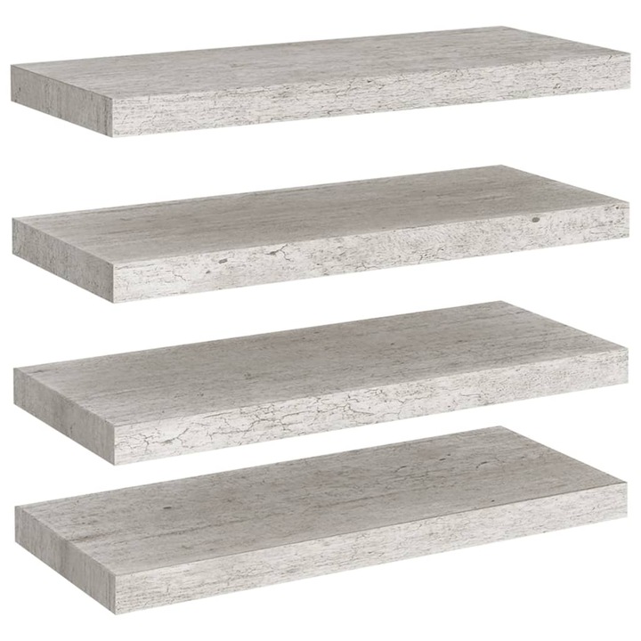 vidaXL 4 db betonszürke MDF lebegő fali polc 60 x 23,5 x 3,8 cm (326599)