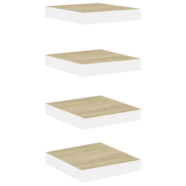 vidaXL 4 db tölgyszínű és fehér MDF lebegő fali polc 23x23,5x3,8 cm (326569)
