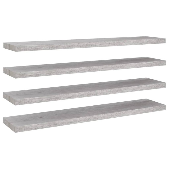 vidaXL 4 db betonszürke MDF lebegő fali polc 120 x 23,5 x 3,8 cm (326608)