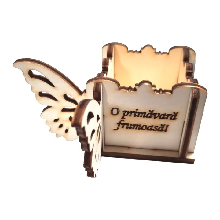 Cutie Mini, Aranjamente Florale, Lemn, Fluture, 10x10x5cm, M33
