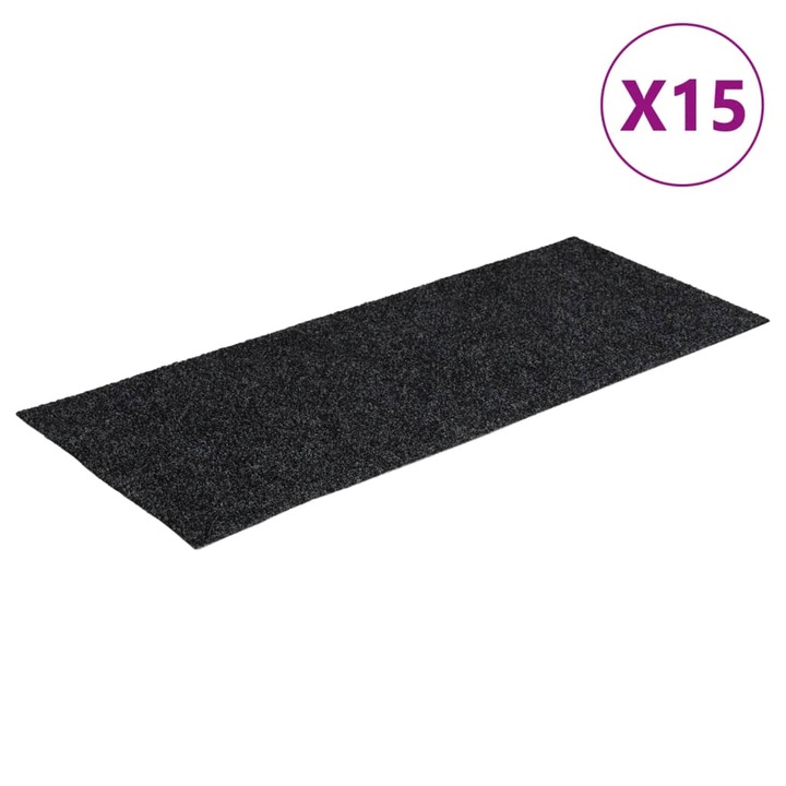 Covorase de scari autoadezive vidaXL, 15 buc., gri, 60x25 cm 3 kg