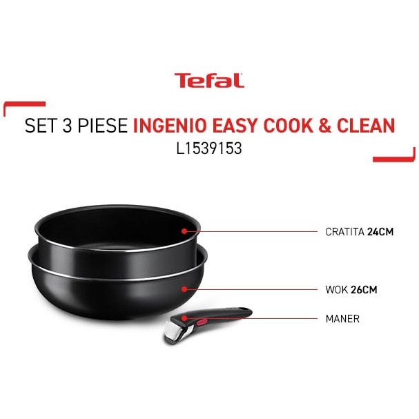 Tefal 3 Piece Cookware Set Ingenio Easy Cook N Clean L1539153