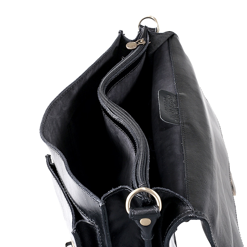 Geanta port laptop din piele naturala vachetta, neagra, LS151