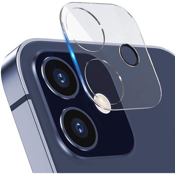Folie protectie camera, Tempered Glass, Sticla securizata, Compatibila cu iPhone 12 Mini, Transparent