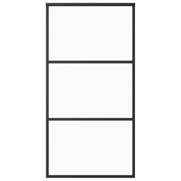 Usa glisanta vidaXL, negru, 102x205 cm, sticla ESG si aluminiu, 27.07 kg