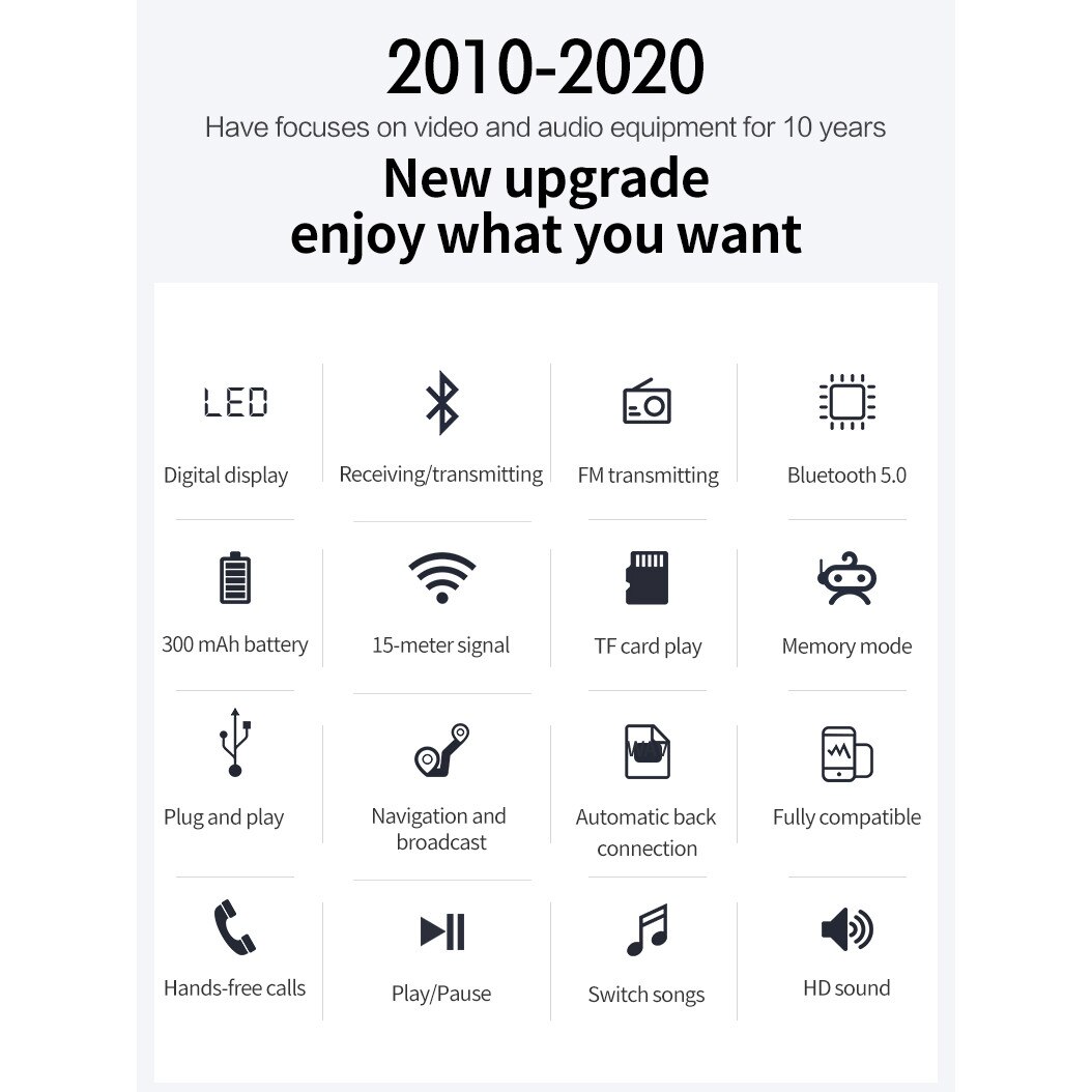 Transmitator si Receptor Audio,4 in 1, Bluetooth 5.0, Modulator FM, cu microfon, port audio 3