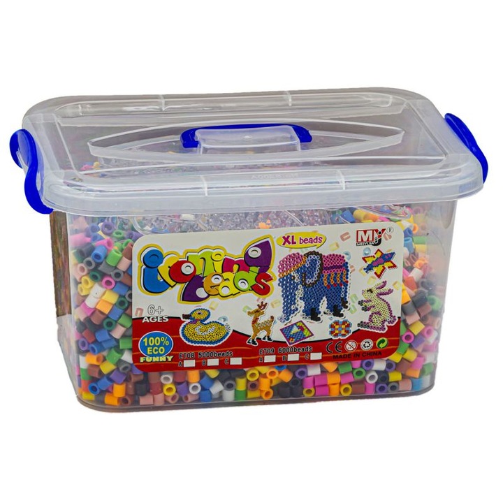 Margele pentru artizanat, Plastic, 6000 piese, +6 ani, Multicolor