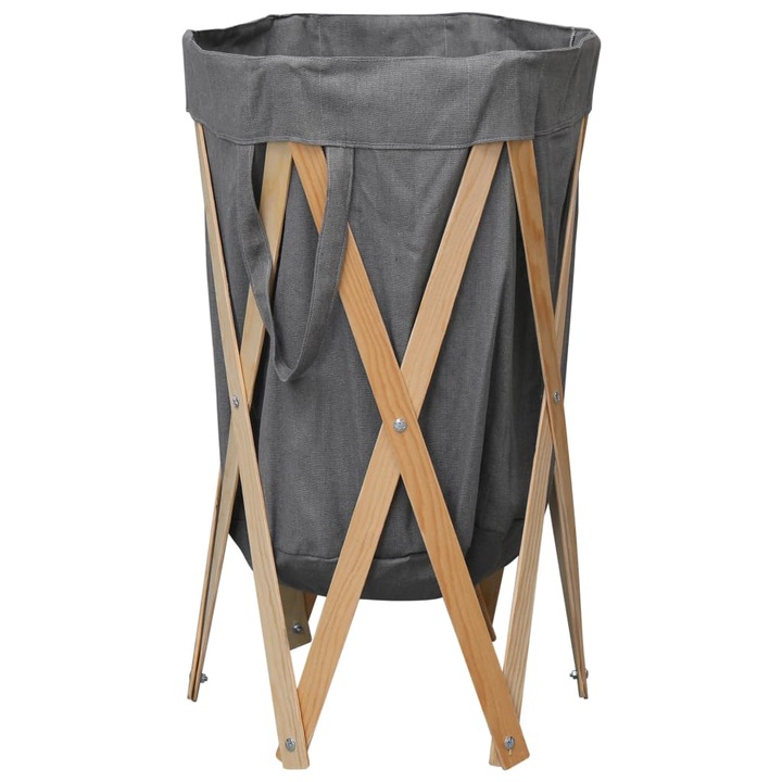 Cos de rufe pliabil cu cadru din lemn vidaXL, Panza, 42 x 70 cm, Gri