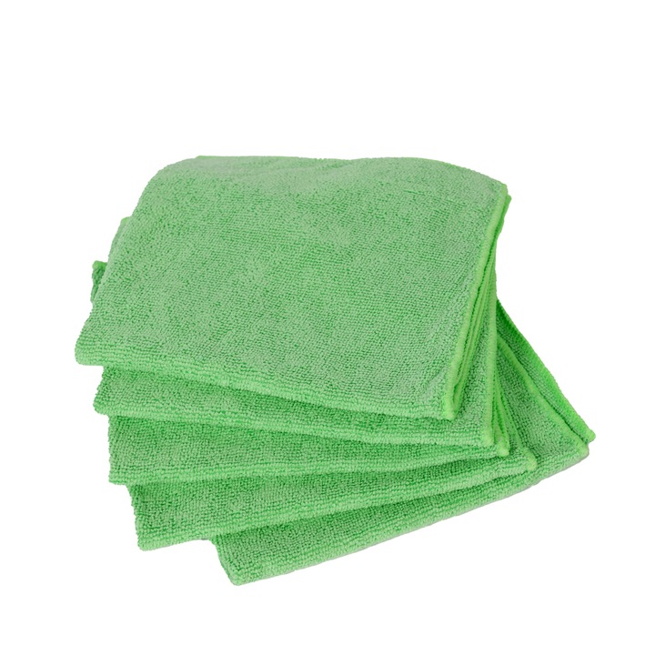Set 5 lavete profesionale, microfibra, verde, 40x40 cm