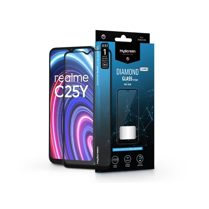 Скрийн протектор от закалено стъкло Realme C25/C25Y - MyScreen Protector Diamond Glass Lite Edge2.5D Full Glue - черен (LA-2079)