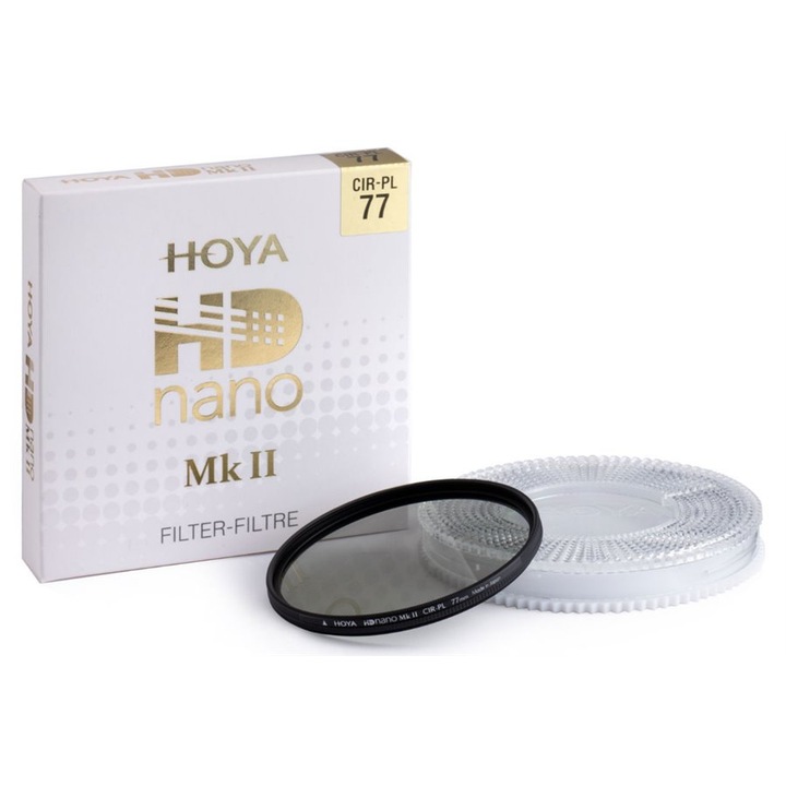Поляризационен филтър Hoya HD Nano MkII, кръгъл, кръгъл, 77 mm, черен
