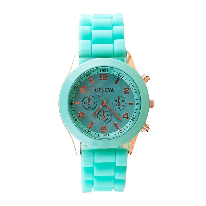 Часовник Geneva, кварц, силиций, зелено