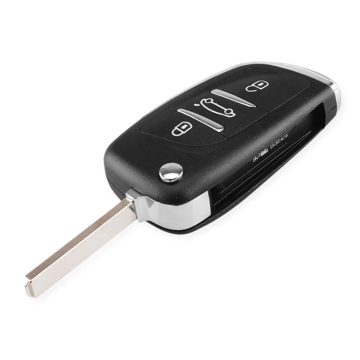 OEM kulcstok, Peugeot, Citroen, régi modell frissítés, 3 gomb, VA2 gomb, elemtartóval a ház hátulján