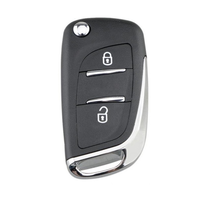 OEM Kulcstok, Peugeot, Citroen, régi modell frissítés, 2 gomb, VA2 penge, elemtartó a tok hátulján