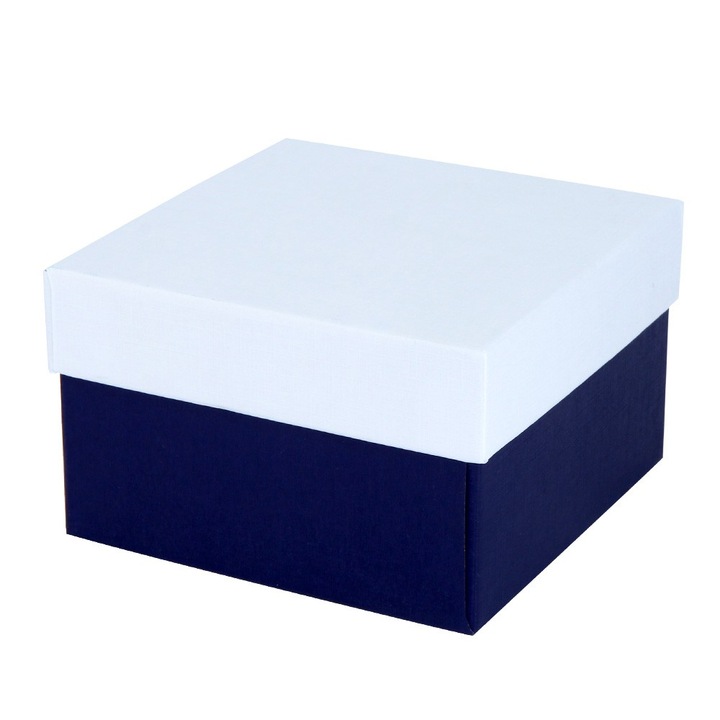 Logo nélküli karóra doboz, kék/fehér papír borítású, párnás