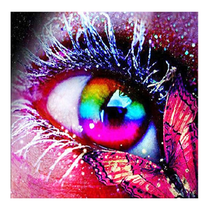 Kit pictura cu diamante 5D, Model lacrimi de fluture, 30x30 cm, Multicolor