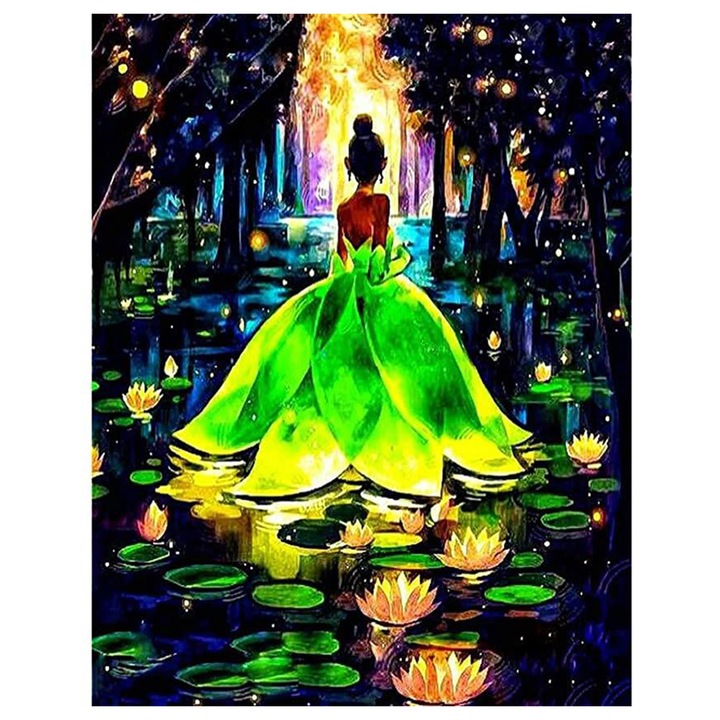 Set broderie cu diamante GIEAAO 5D, Model Frumusete, 30x40 cm, Multicolor