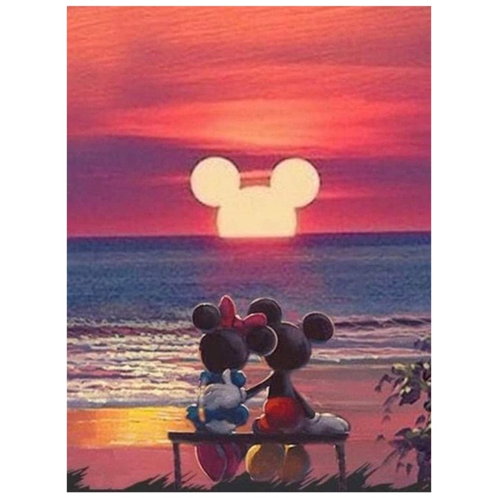 Set broderie cu diamante GIEAAO 5D, Model Apus de Soare, 30x40 cm, Multicolor