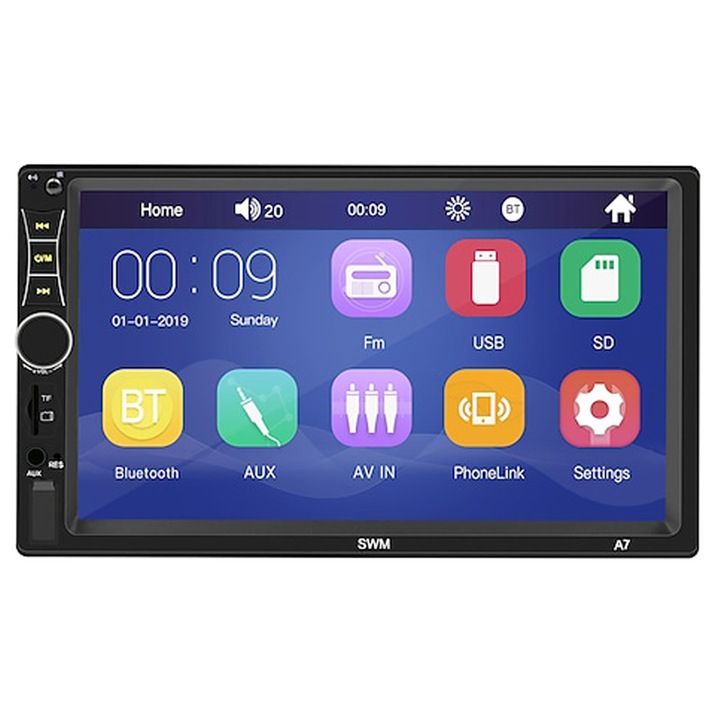 Мултимедия Leexo, Bluetooth, Дисплей 7 инча, Радио AM/FM, USB, SD карта, AUX, Дистанционно управление / SWM-A7