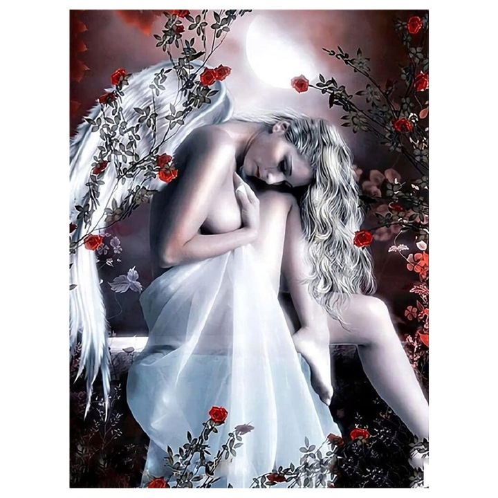 Set broderie cu diamante GIEAAO 5D, Model Frumusete, 30x40 cm, Multicolor