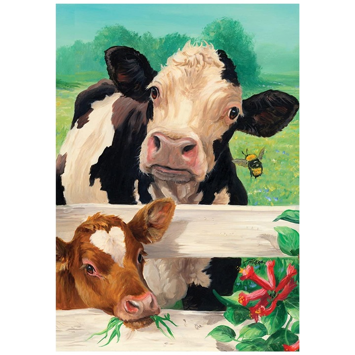 Set broderie cu diamante GIEAAO 5D, Model Vaci, 30x40 cm, Multicolor