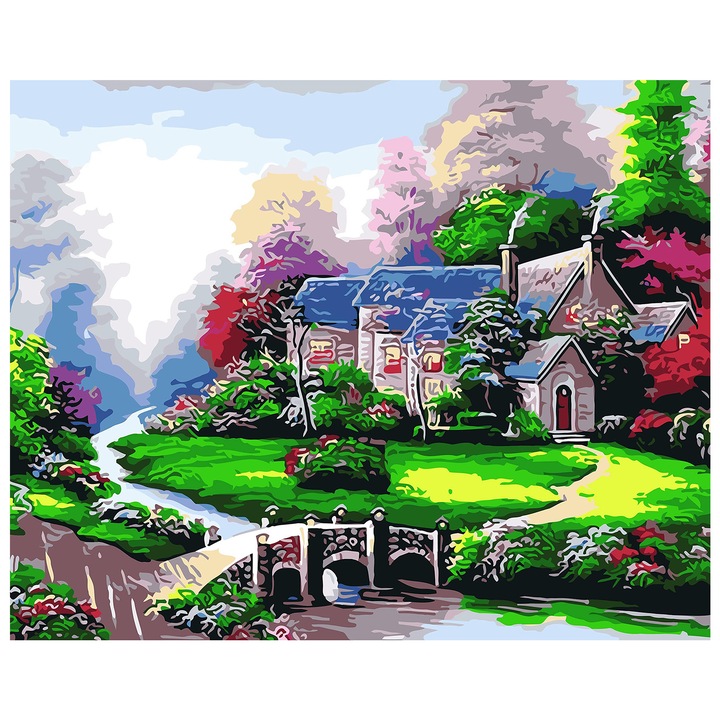Set broderie cu diamante GIEAAO 5D, Model Peisaj, 30x40 cm, Multicolor