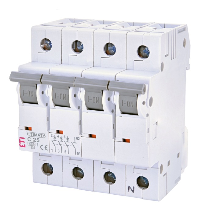 Siguranta automata ETI curba C 6kA 3P+N 25A