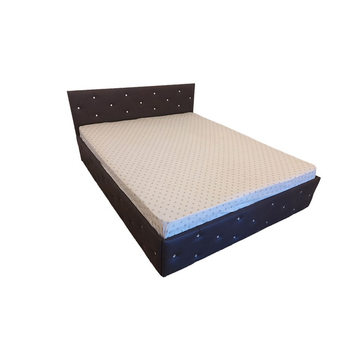 Set Pat Tapitat Milano Maro inchis cu Saltea 160 cm x 200 cm