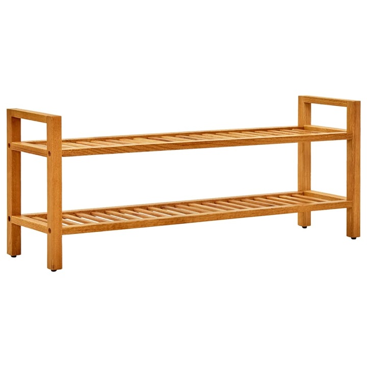 vidaXL tömör tölgyfa cipőtartó 2 polccal 100 x 27 x 40 cm 331748