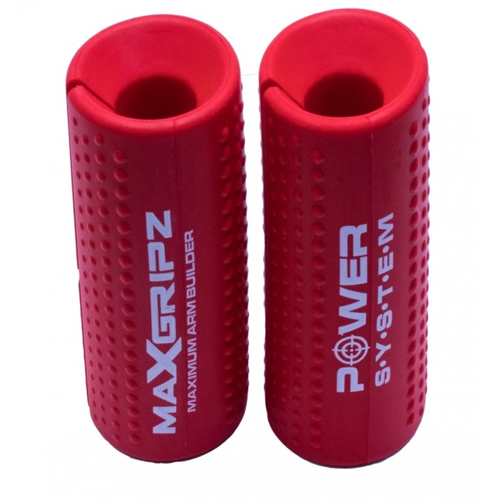 Set 2 manere priza fitness, Power System, Fat Grip, marime XL, Rosu
